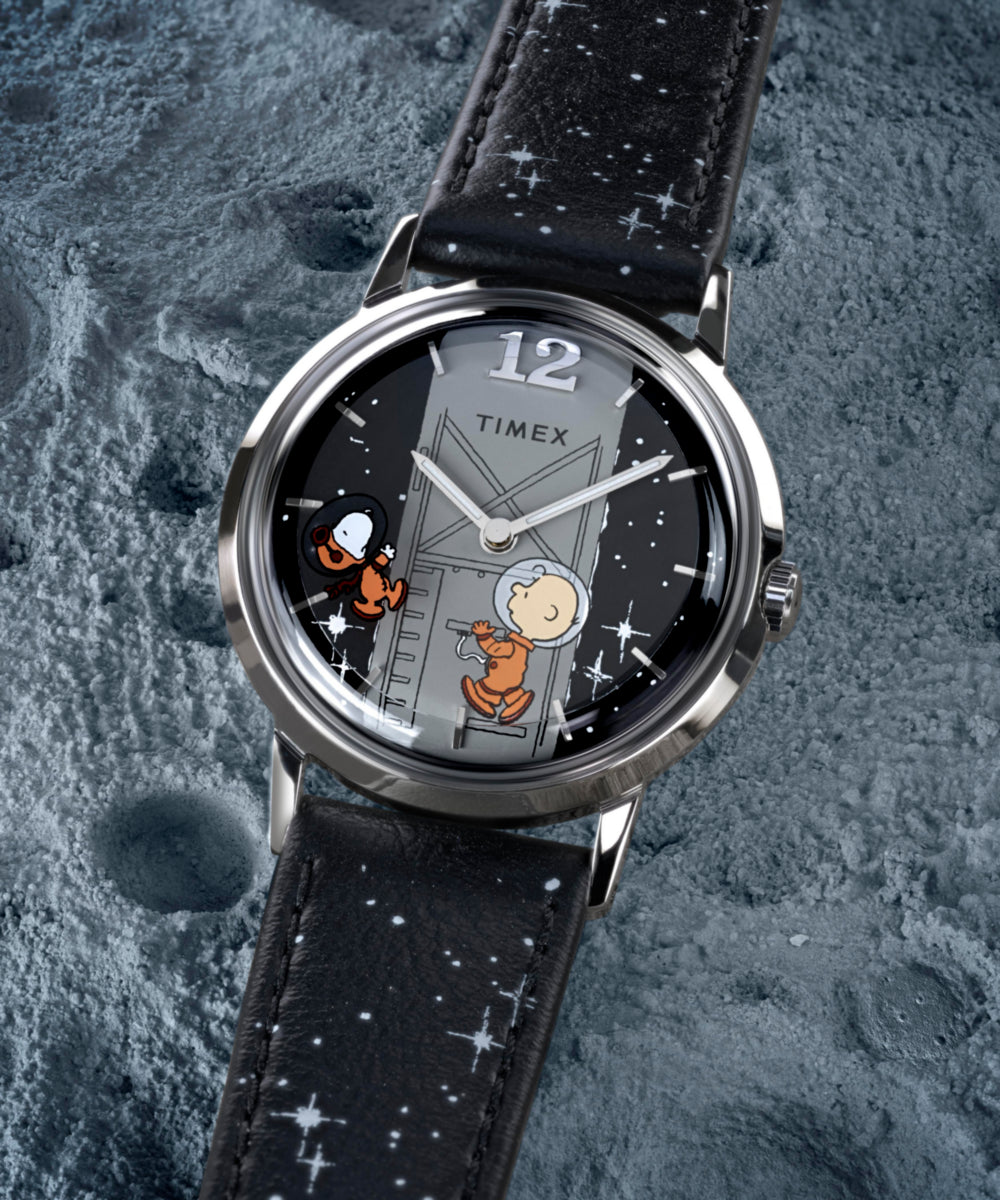 Peanuts x Timex Marlin Hand-Wound Space 34mm Leather Strap Watch