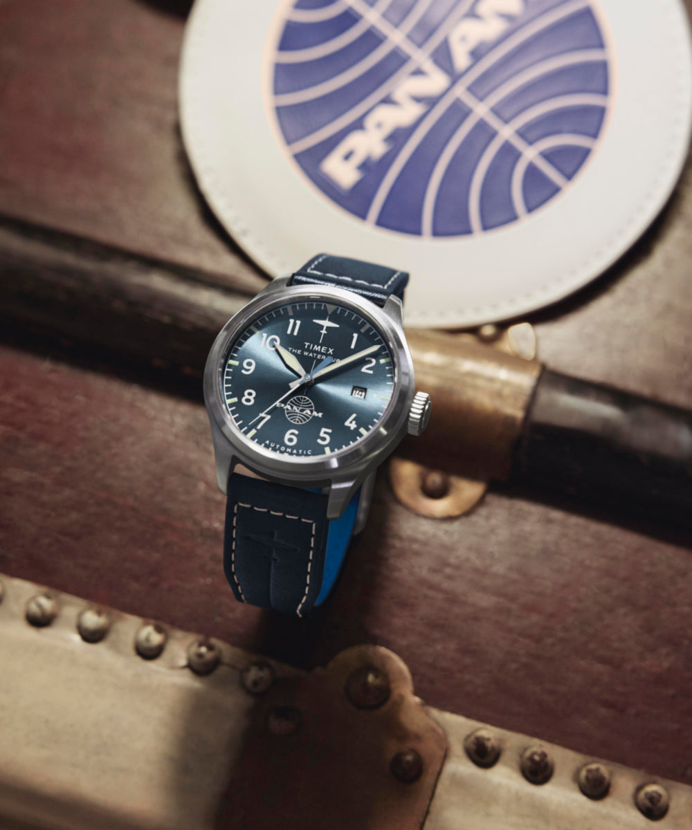 Pan Am x Timex Waterbury Automatic Ace 41mm Leather Strap Watch