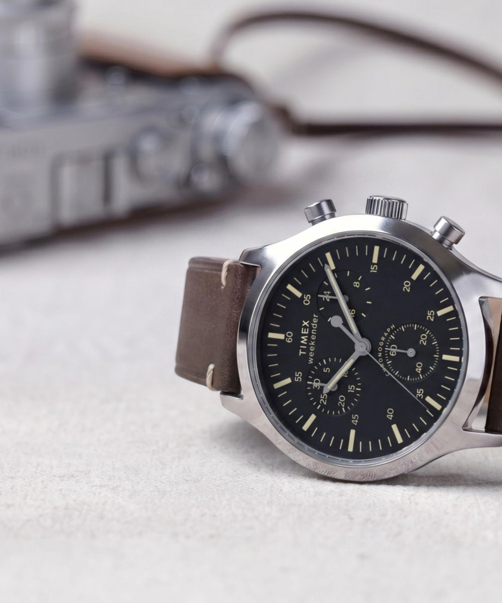 Timex Weekender New England Chronograph 40mm Leather Strap Watch