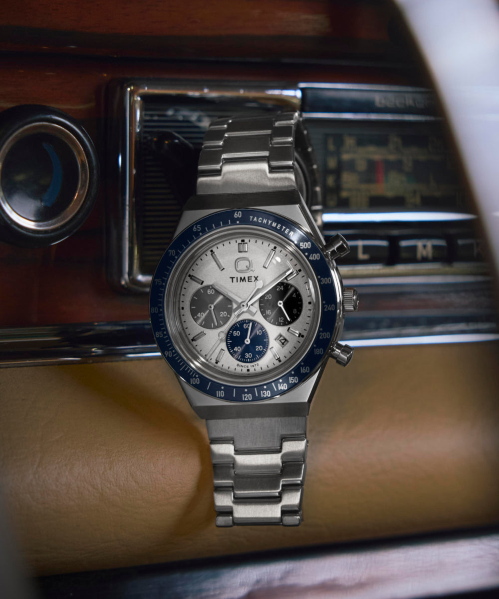 Q Timex Chronograph 40mm Stainless Steel Bracelet Watch