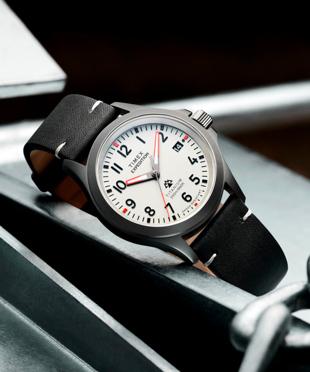 Expedition Titanium 38mm Leather Strap Watch