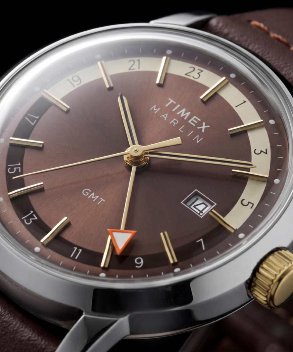 Marlin Quartz GMT 40mm Leather Strap Watch