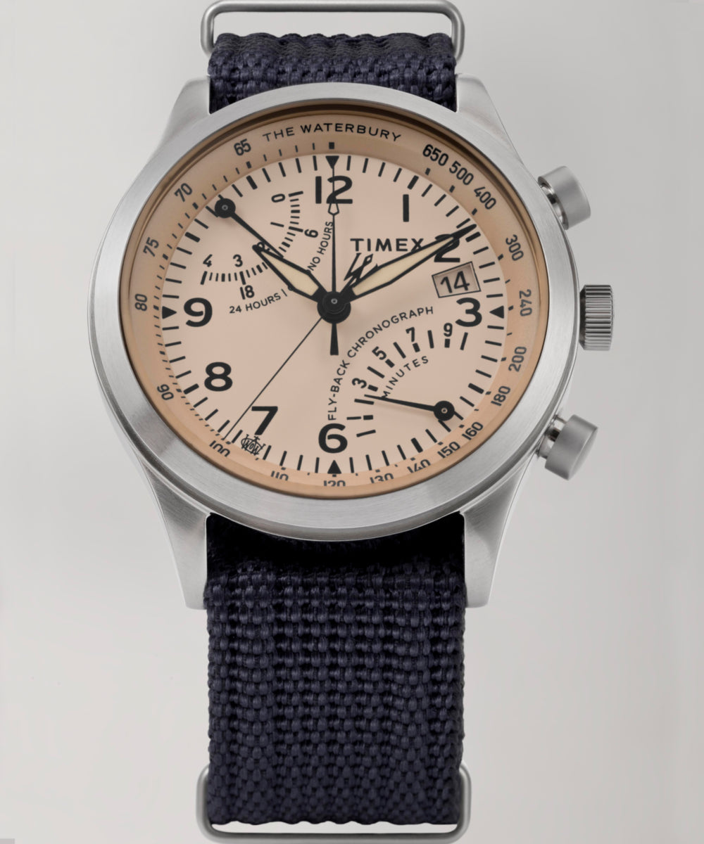 Waterbury Traditional Fly-Back Chronograph 43mm Fabric Strap Watch