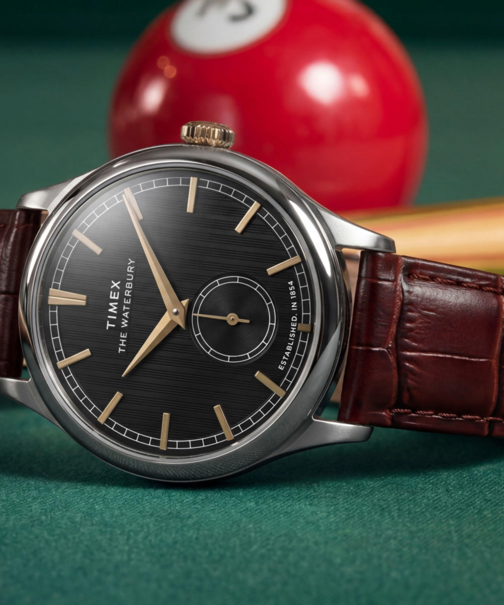 Waterbury Classic Sub-Second 39mm Leather Strap Watch