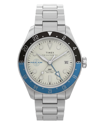 Pan Am x Timex Waterbury Automatic GMT 41.5mm Stainless Steel Bracel