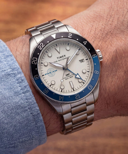 Pan Am x Timex Waterbury Automatic GMT 41.5mm Stainless Steel Bracel
