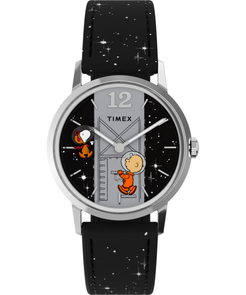 Peanuts x Timex Marlin Hand-Wound Space 34mm Leather Strap Watch