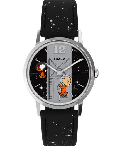 Peanuts x Timex Marlin Hand-Wound Space 34mm Leather Strap Watch