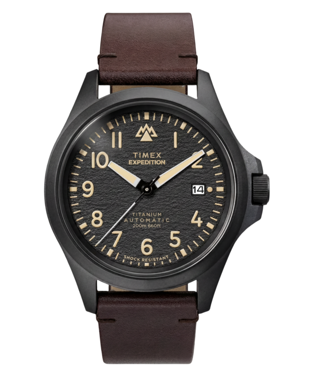 Expedition Field Post Titanium Automatic 41mm Leather Strap Watch