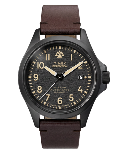 Expedition Field Post Titanium Automatic 41mm Leather Strap Watch