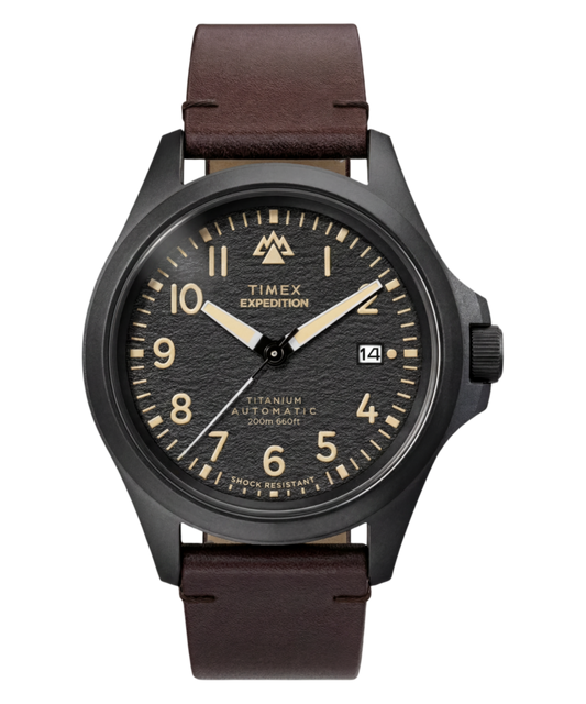 Expedition Field Post Titanium Automatic 41mm Leather Strap Watch