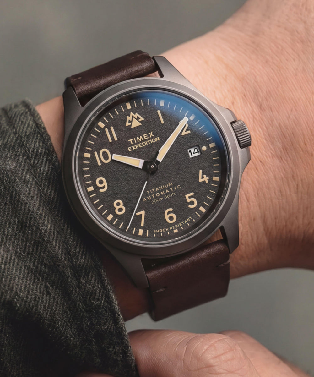 Expedition Field Post Titanium Automatic 41mm Leather Strap Watch