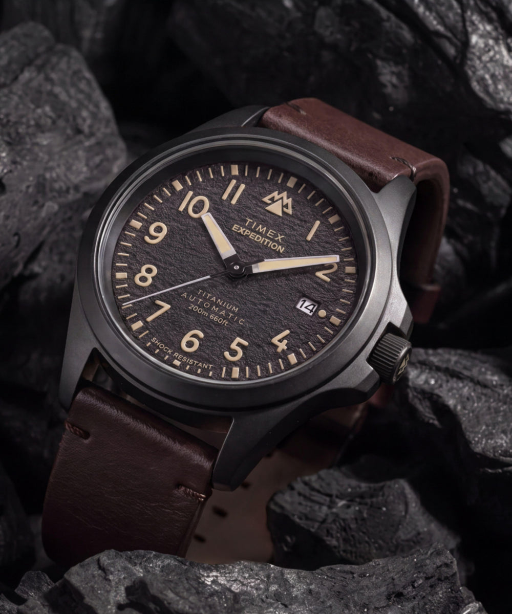 Expedition Field Post Titanium Automatic 41mm Leather Strap Watch