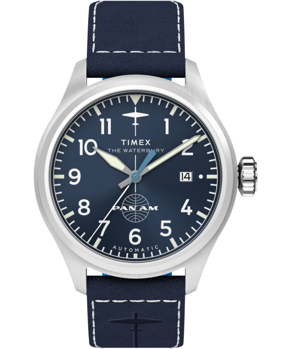 Pan Am x Timex Waterbury Automatic Ace 41mm Leather Strap Watch