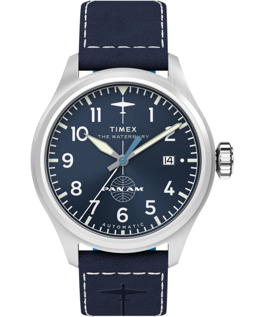 Pan Am x Timex Waterbury Automatic Ace 41mm Leather Strap Watch