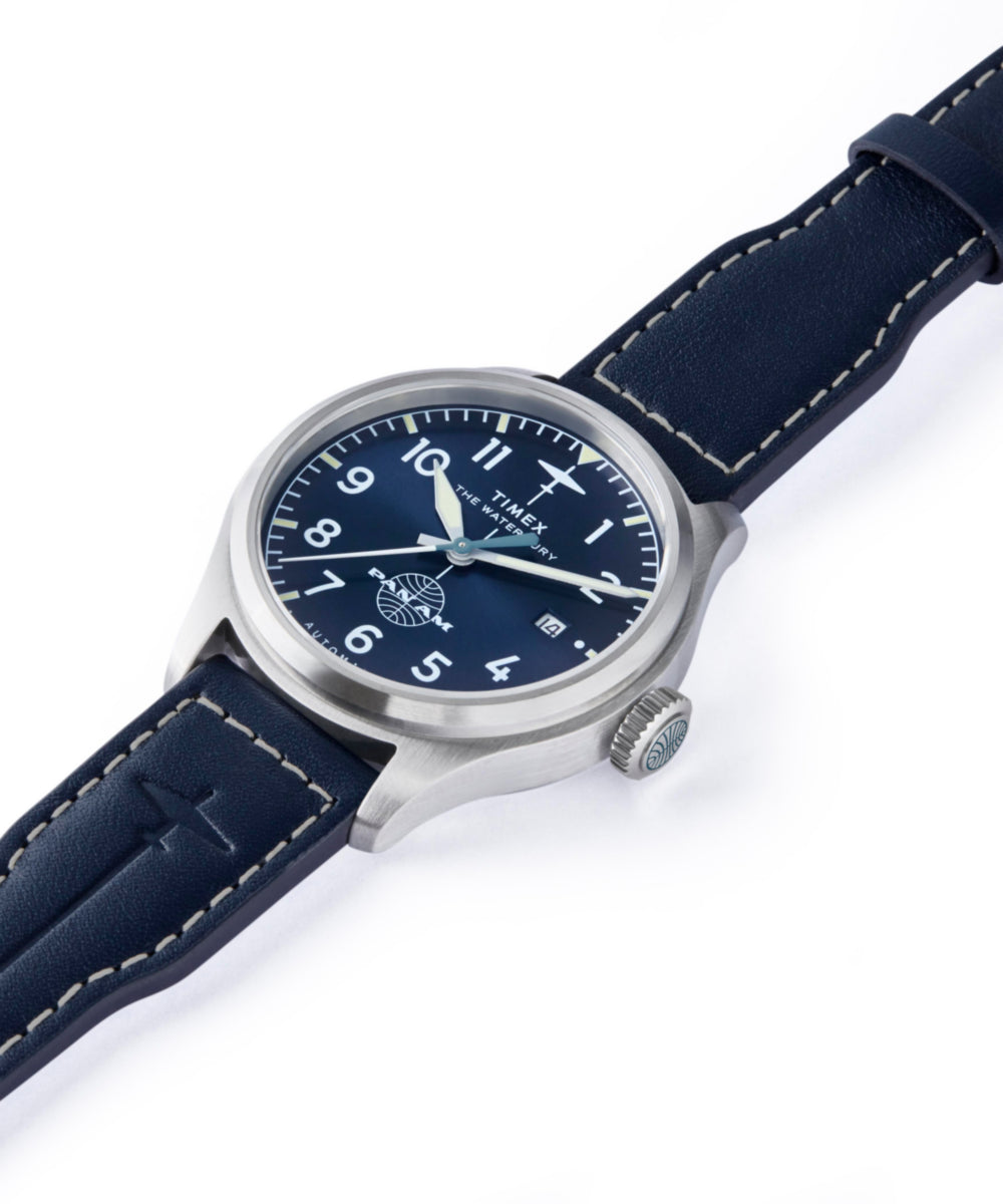 Pan Am x Timex Waterbury Automatic Ace 41mm Leather Strap Watch