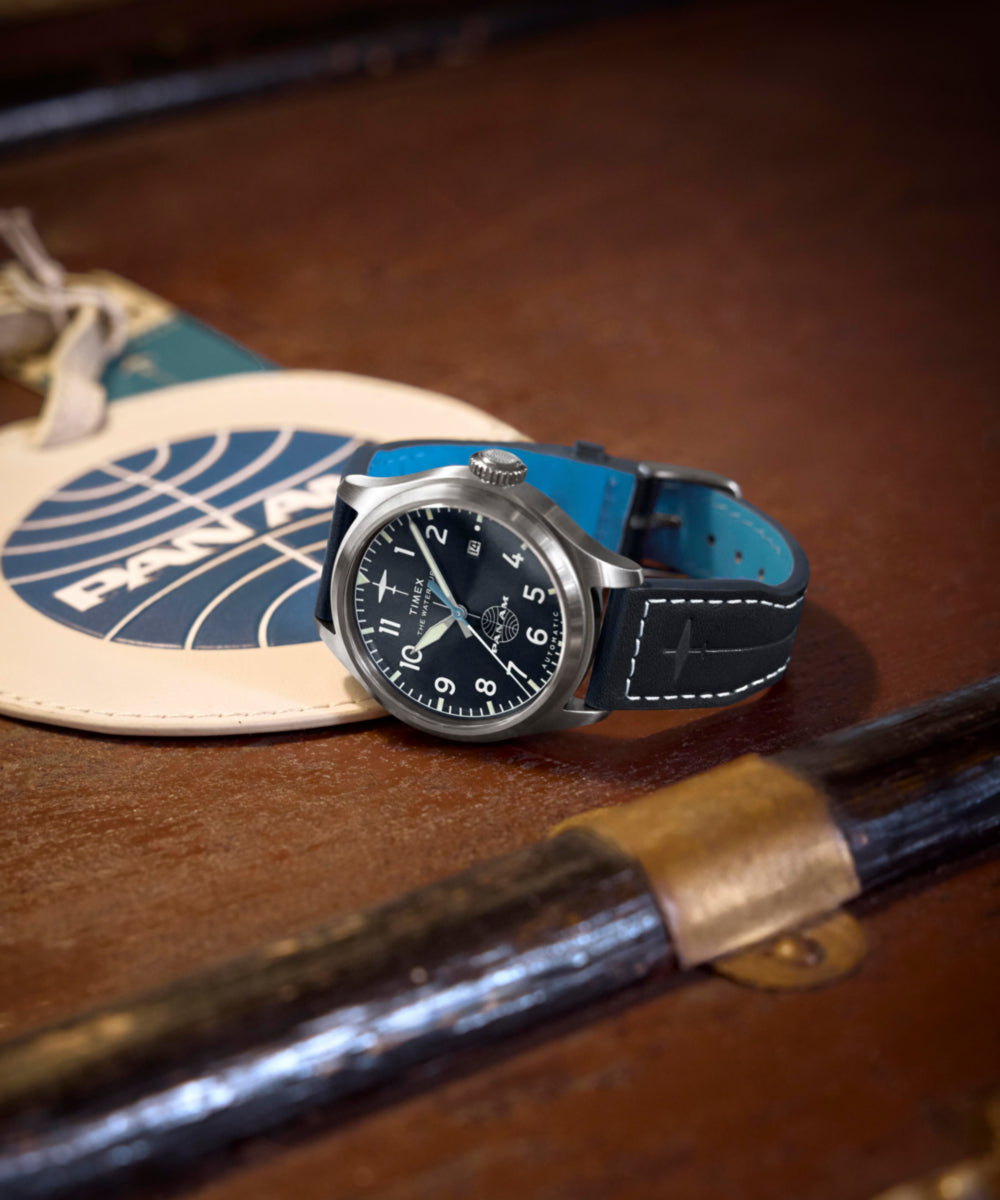 Pan Am x Timex Waterbury Automatic Ace 41mm Leather Strap Watch