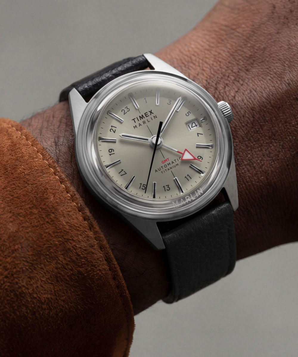 Marlin Jet Titanium Automatic GMT 40mm Leather Strap Watch