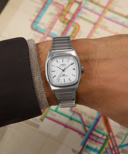 Timex Automatic 1983 E Line Reissue 34mm Stainless Steel Expansion Ba