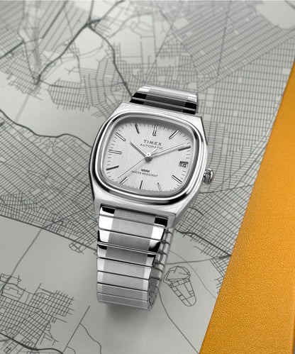 Timex Automatic 1983 E Line Reissue 34mm Stainless Steel Expansion Ba
