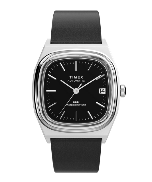 Timex Automatic 1983 E Line 34mm Leather Strap Watch
