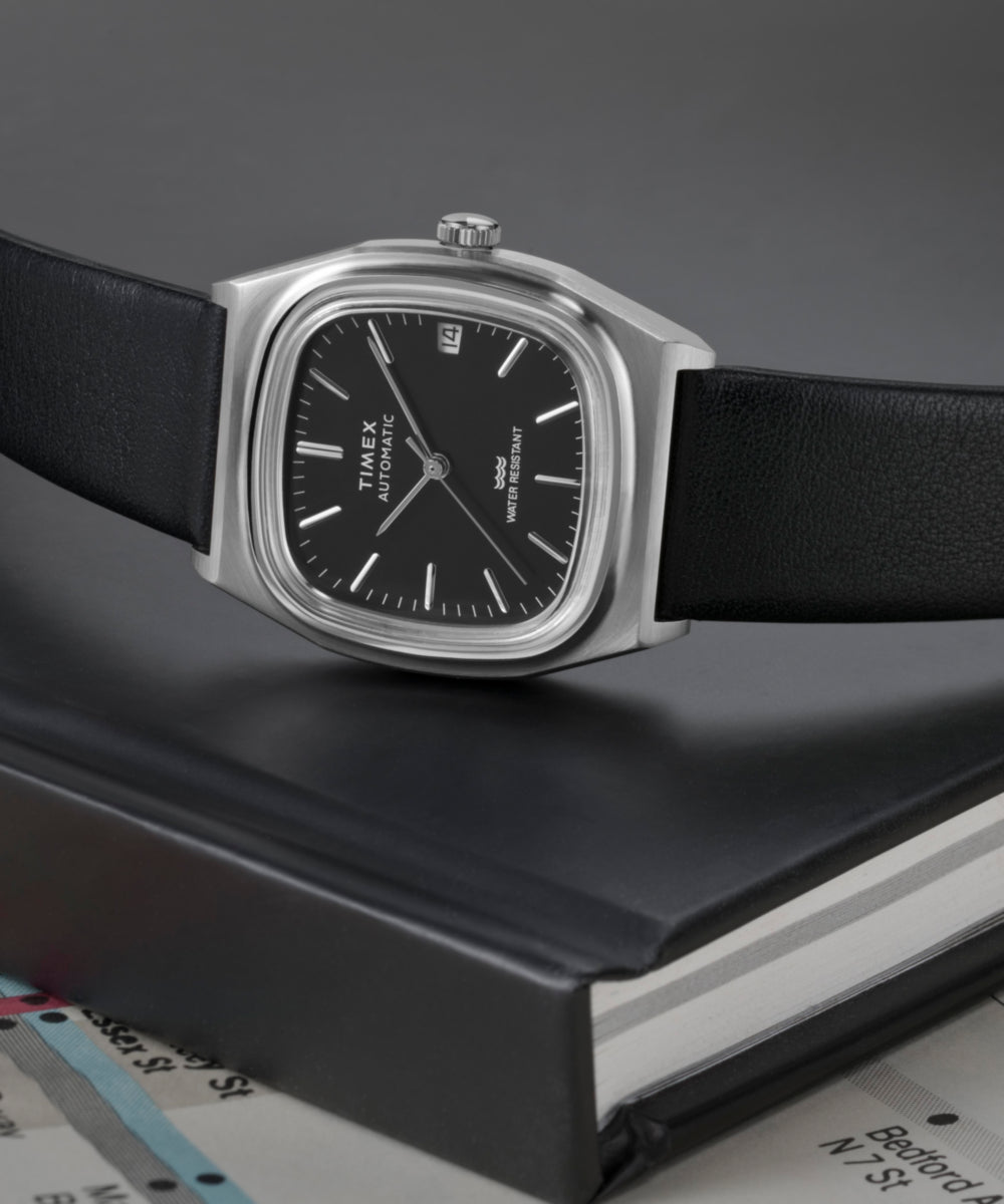 Timex Automatic 1983 E Line 34mm Leather Strap Watch