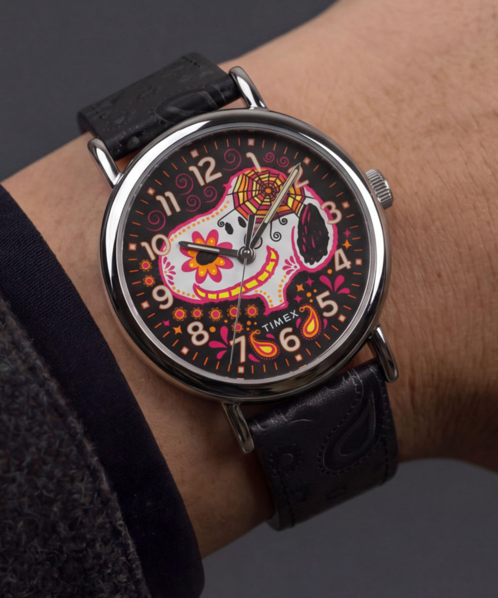 Peanuts x Timex Weekender Day of the Dead 40mm Leather Strap Watch