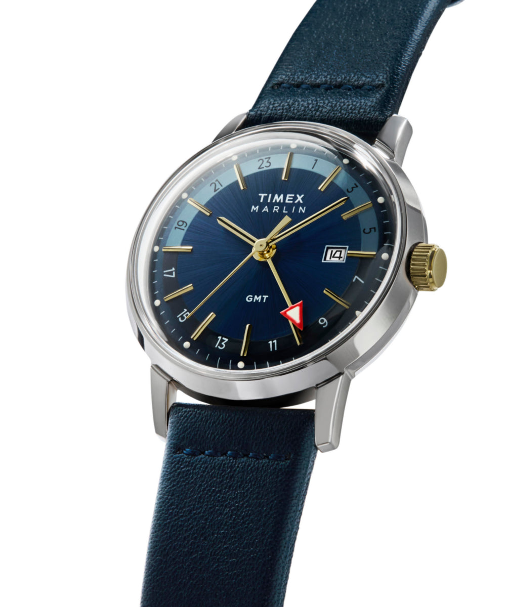 Marlin Quartz GMT 40mm Leather Strap Watch