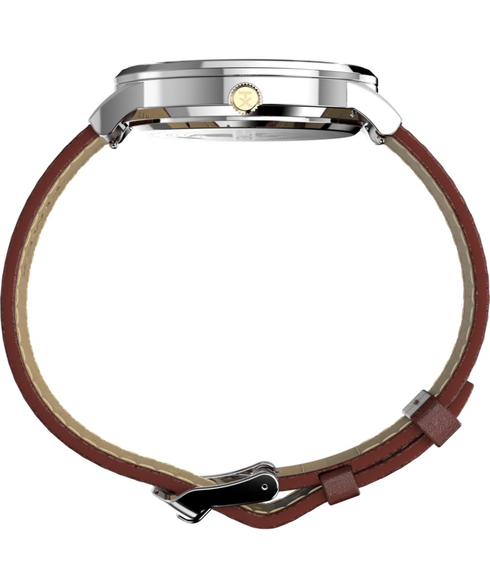 Waterbury Classic Moon Phase 40mm Leather Strap Watch