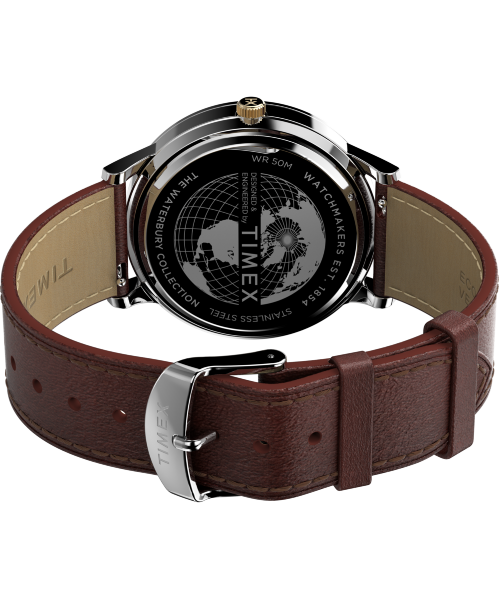 Waterbury Classic Moon Phase 40mm Leather Strap Watch