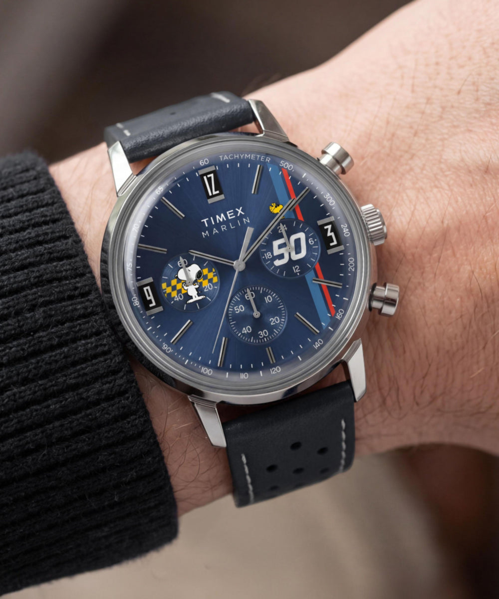Peanuts x Timex Marlin Chronograph 40mm Leather Strap Watch