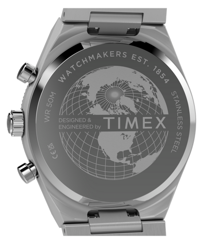Q Timex Continental Chronograph 36mm Stainless Steel Bracelet Watch