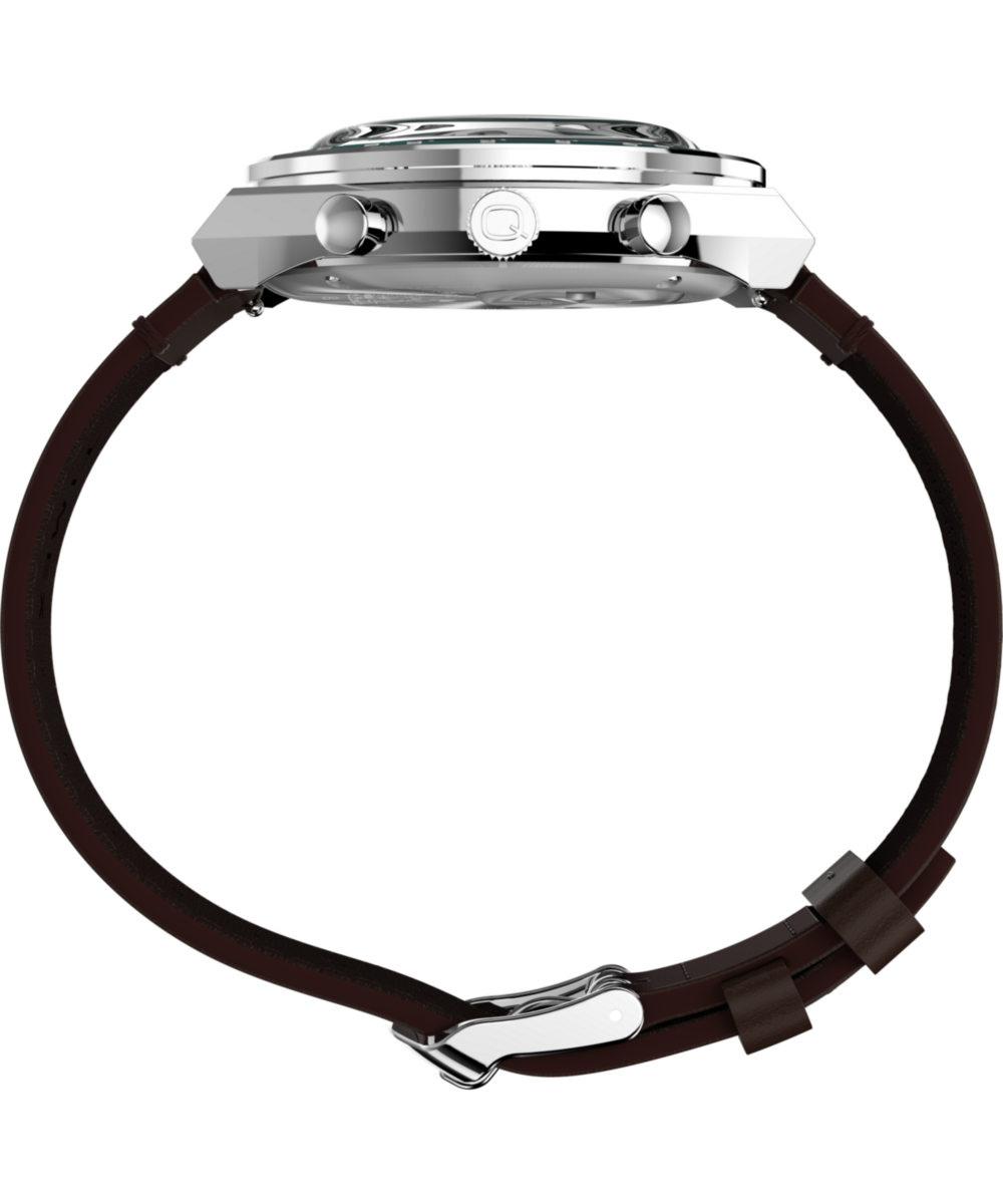 Peanuts x Q Timex Chronograph 40mm Leather Strap Watch