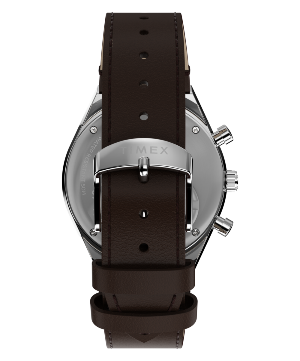 Peanuts x Q Timex Chronograph 40mm Leather Strap Watch