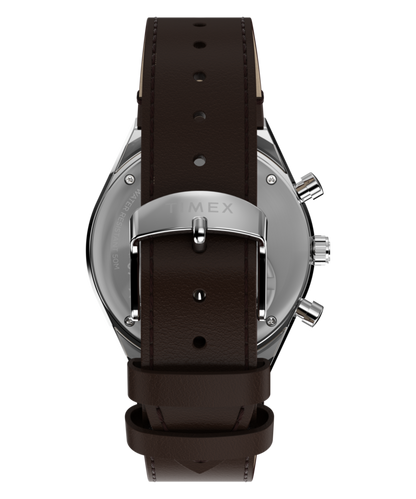 Peanuts x Q Timex Chronograph 40mm Leather Strap Watch