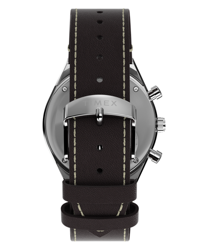 Q Timex Chronograph 40mm Leather Strap Watch