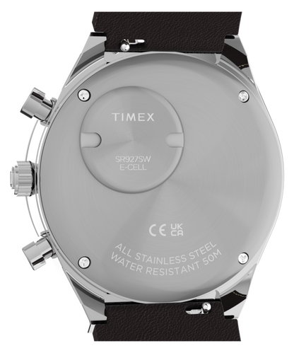 Q Timex Chronograph 40mm Leather Strap Watch