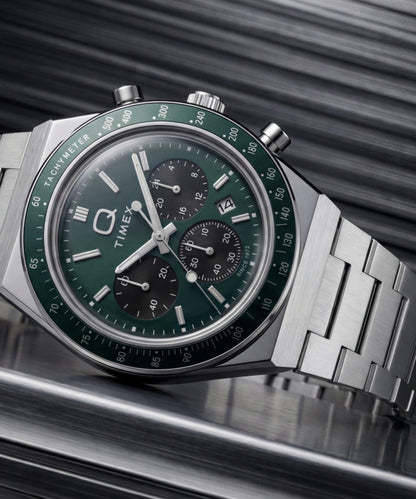 Q Timex Chronograph 40mm Stainless Steel Bracelet Watch