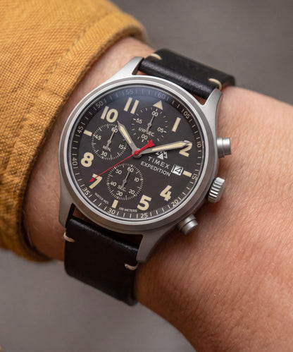 Expedition Sierra Chronograph 43mm Leather Strap Watch