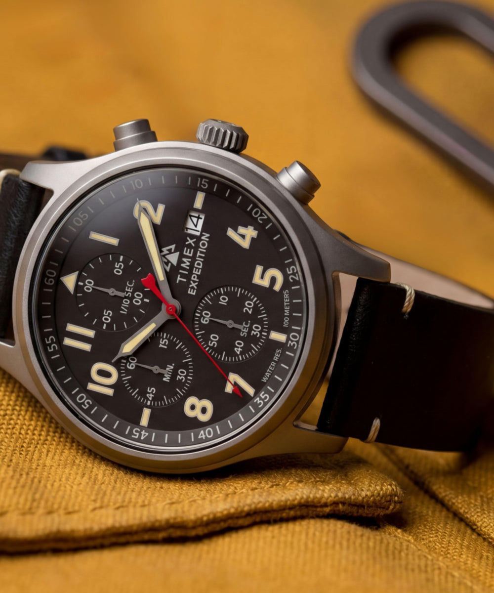 Expedition Sierra Chronograph 43mm Leather Strap Watch