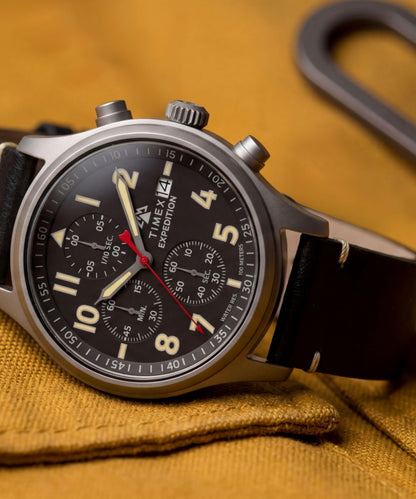 Expedition Sierra Chronograph 43mm Leather Strap Watch