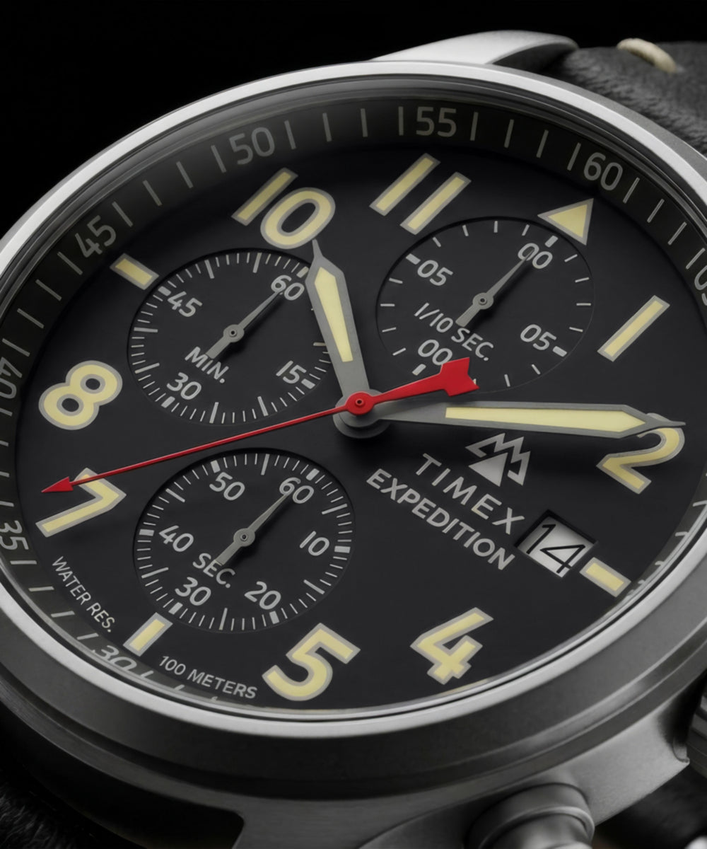 Expedition Sierra Chronograph 43mm Leather Strap Watch