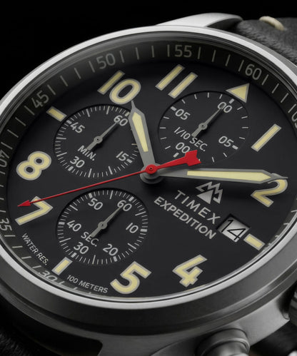 Expedition Sierra Chronograph 43mm Leather Strap Watch
