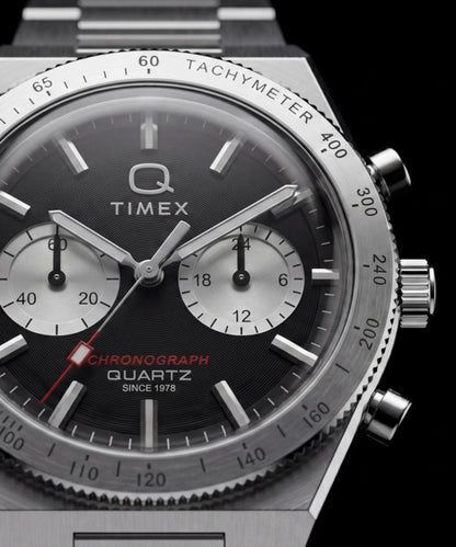 Q Timex Continental Chronograph 36mm Stainless Steel Bracelet Watch