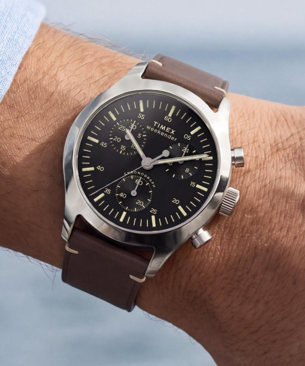 Timex Weekender New England Chronograph 40mm Leather Strap Watch