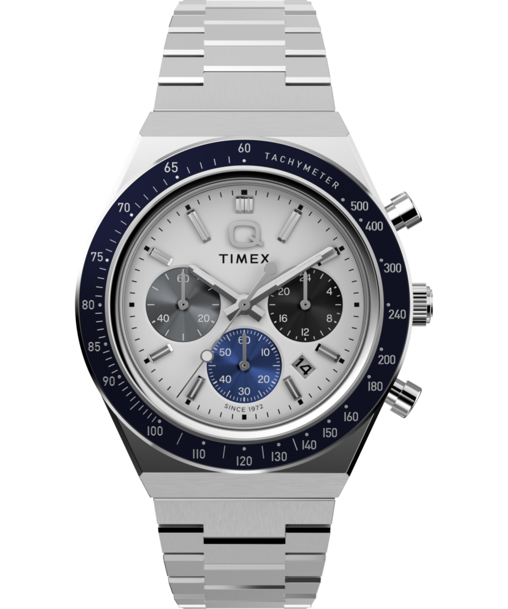 Q Timex Chronograph 40mm Stainless Steel Bracelet Watch
