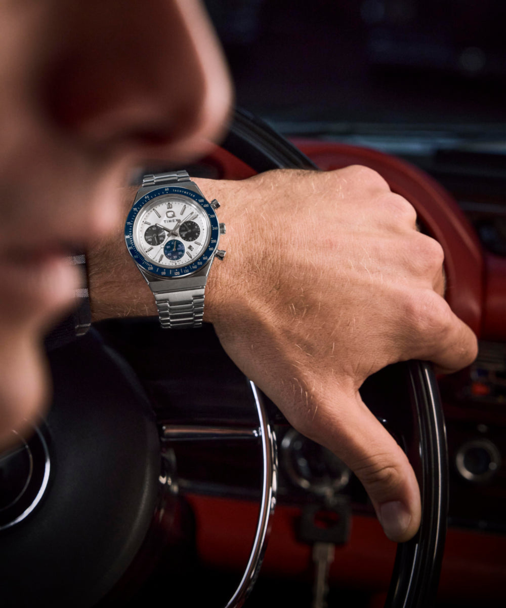 Q Timex Chronograph 40mm Stainless Steel Bracelet Watch