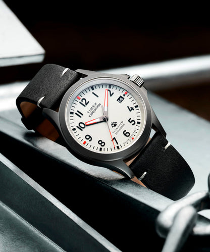 Expedition Titanium 38mm Leather Strap Watch