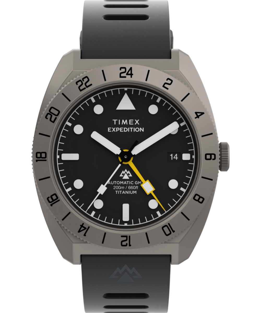 Expedition Pioneer Titanium Automatic GMT 41mm Silicone Strap Watch