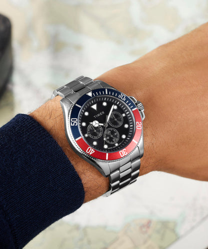 Harborside Coast Multifunction 43mm Stainless Steel Bracelet Watch